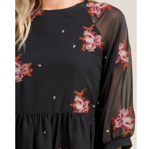 Blue Rain Francesca’s Roxi Cross Stitch Floral Blouse - Picture 2 of 14